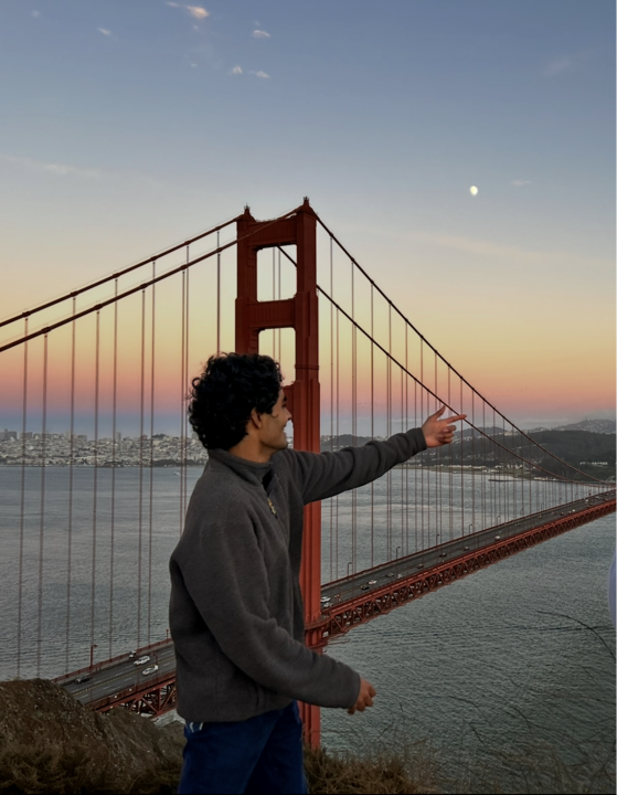 Vallabh at the Golden Gate Bridge at sunset