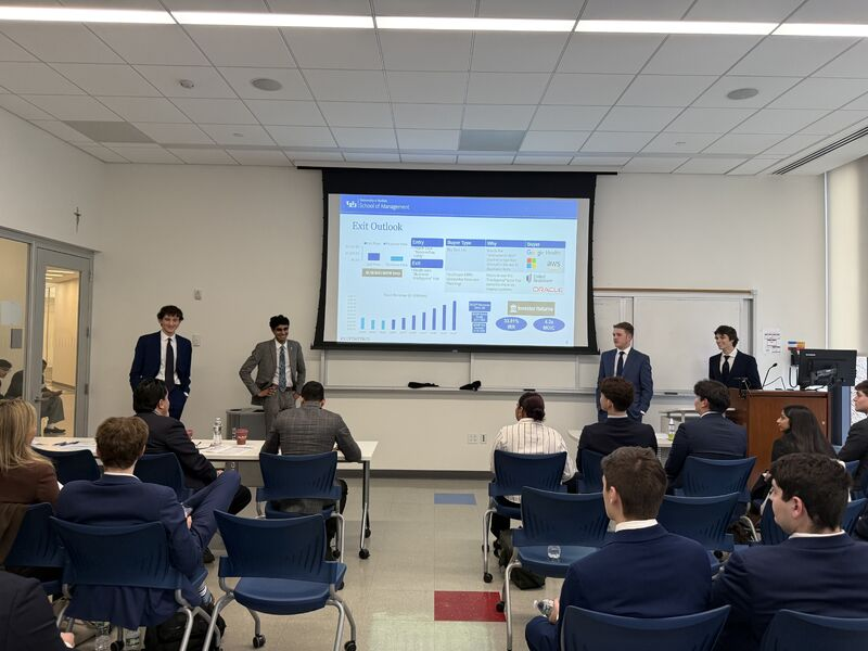 The team presenting its investment case to the competition panel